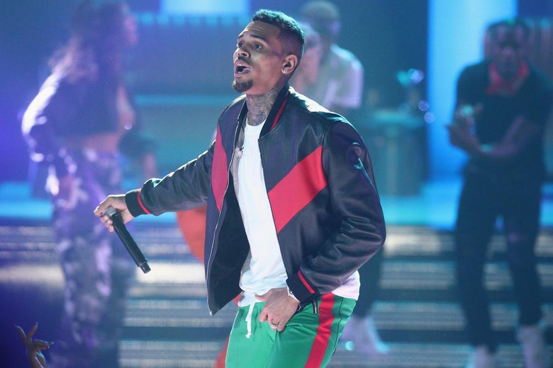 Chris Brown on stage.